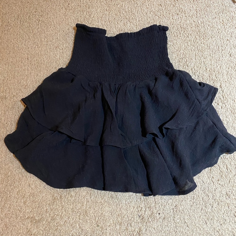 High waisted black ruffle skirt